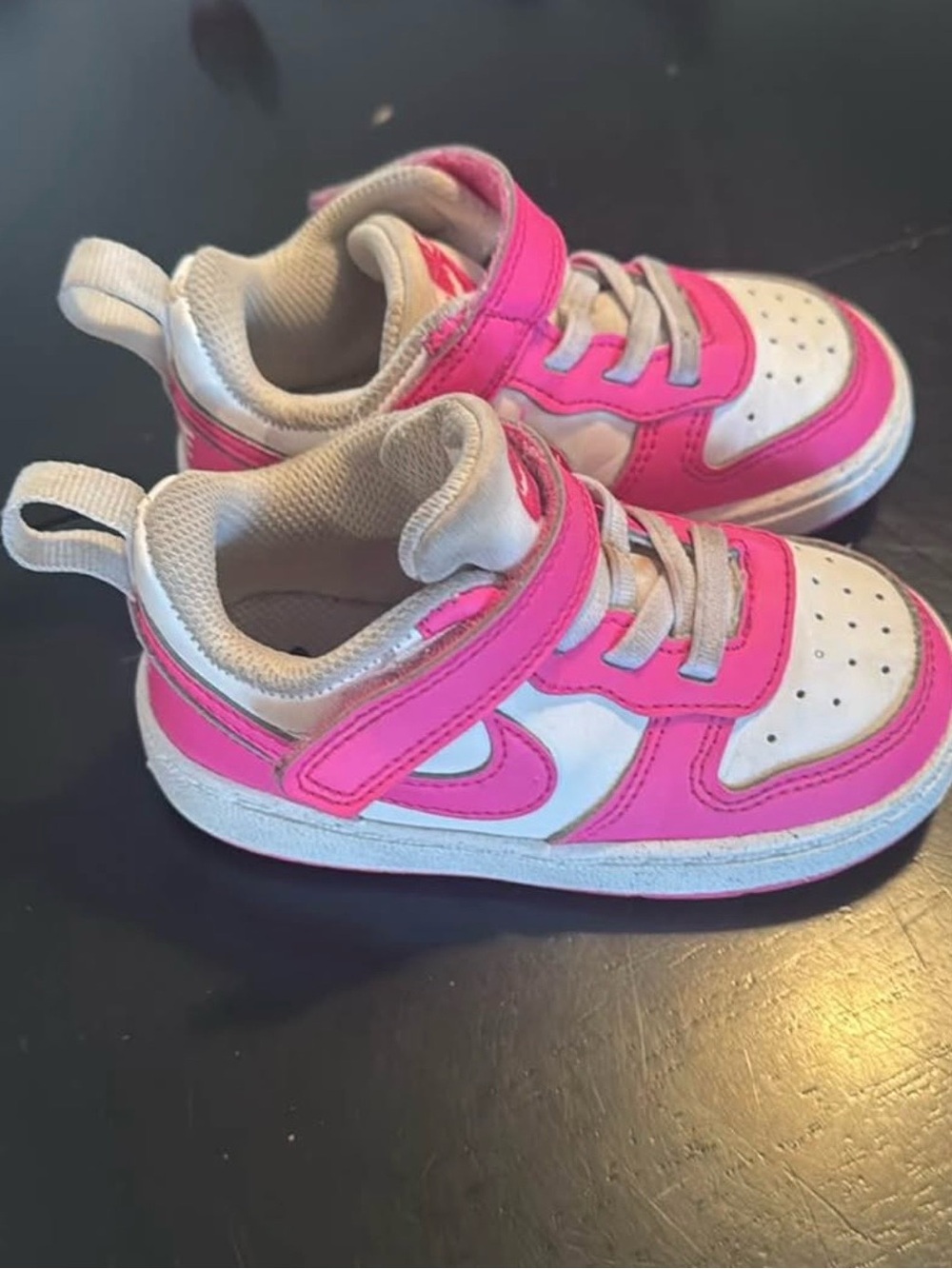 Nike Kids White and Pink Low-Top Sneakers - Velcro Strap 6c